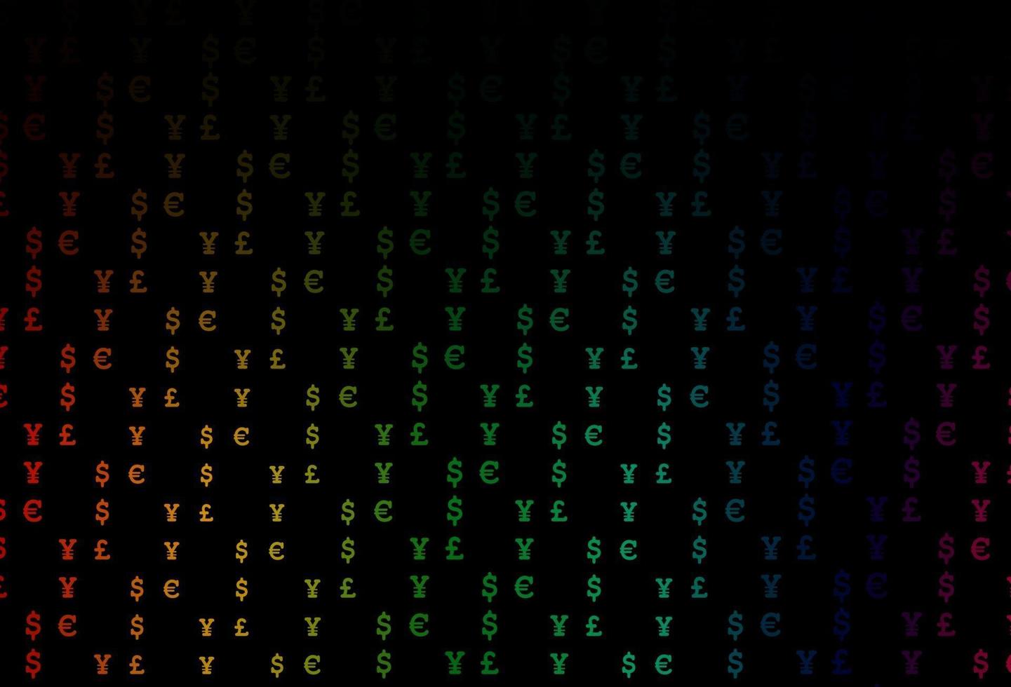 textura multicolor escura do vetor do arco-íris com símbolos financeiros.