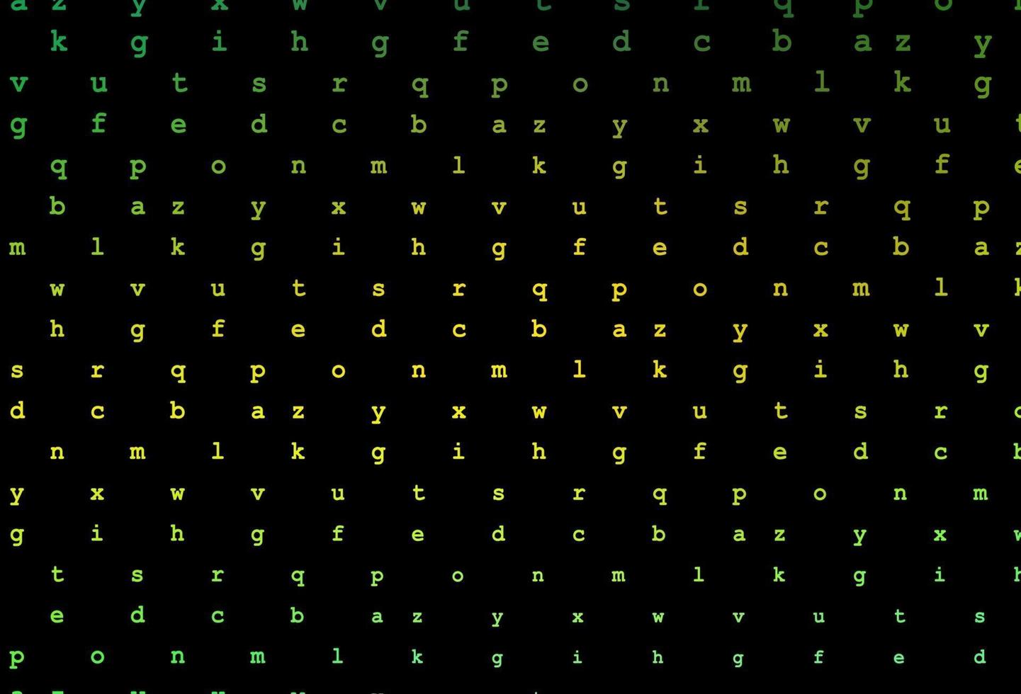 textura de vetor verde e amarelo escuro com caracteres abc.