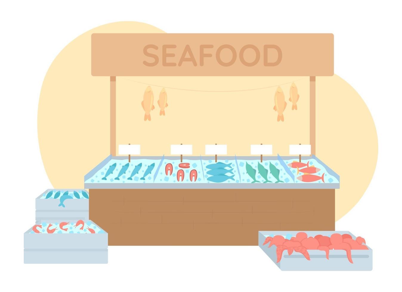 ilustração vetorial 2d mercado de peixes vetor