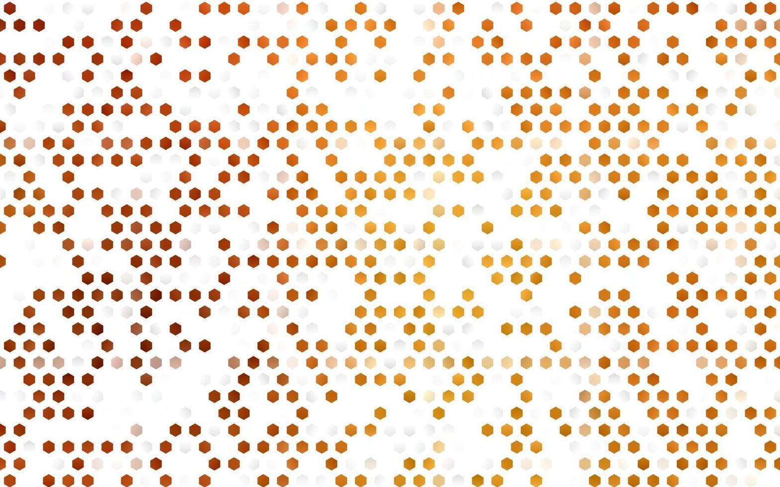 pano de fundo de vetor amarelo e laranja claro com hexágonos.