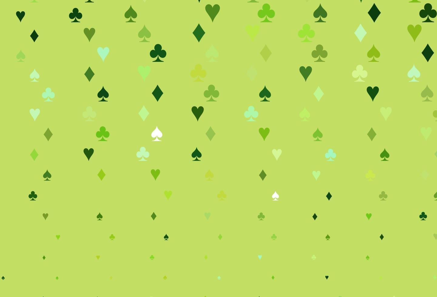 padrão de vetor verde claro com símbolo de cartas.