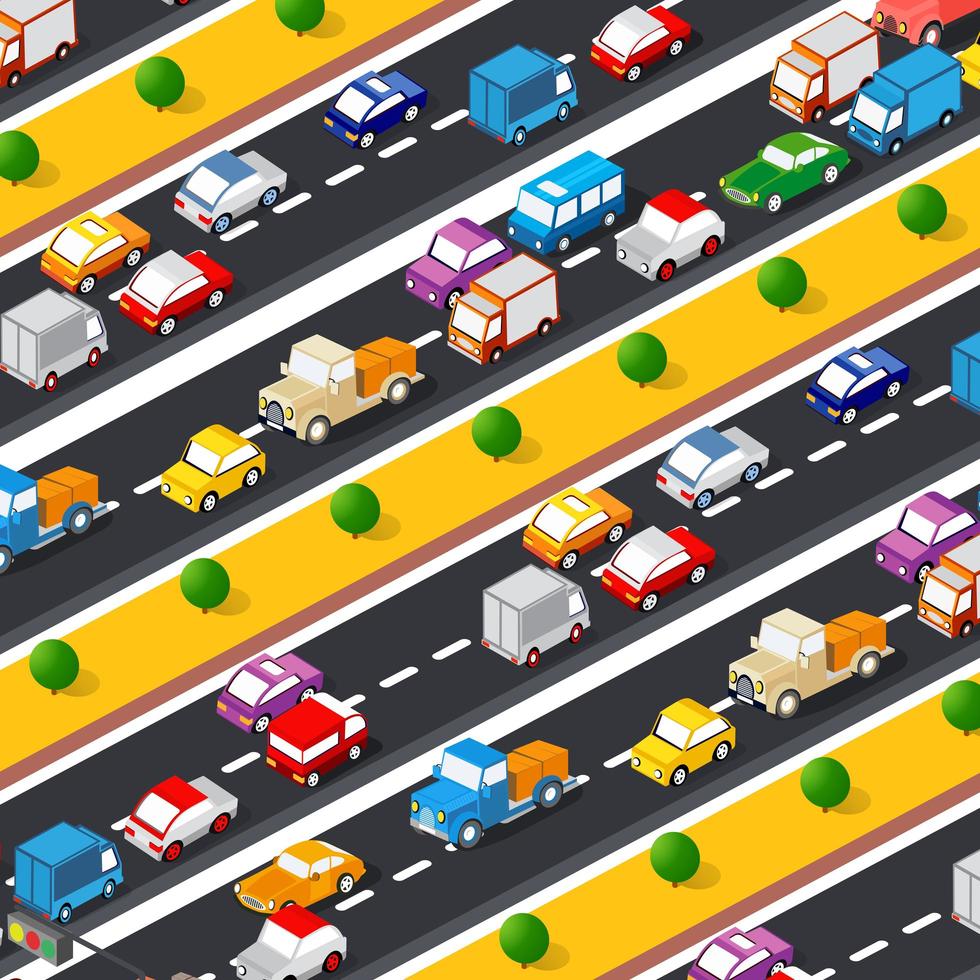 ilustração do estilo de vida da rodovia dos veículos de tráfego da cidade vetor