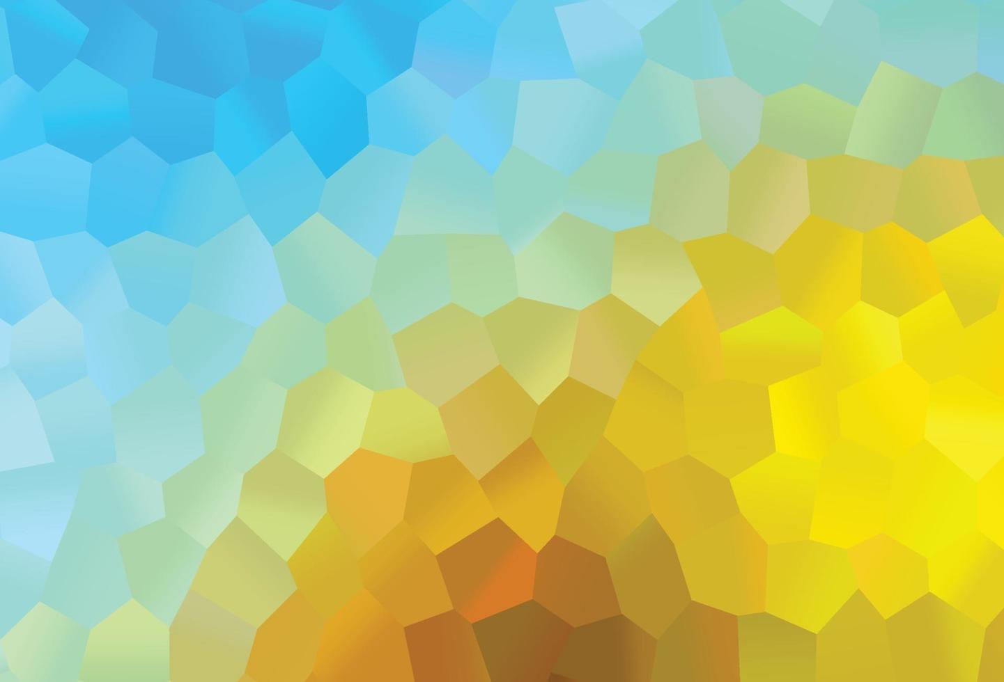 pano de fundo de vetor azul e amarelo claro com hexágonos.