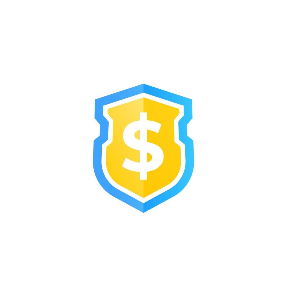 escudo e ícone de dólar vetor
