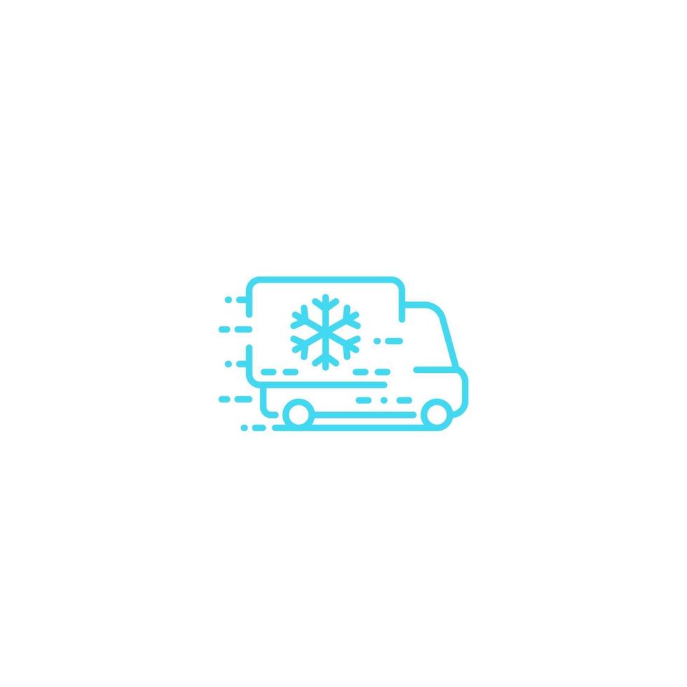 ícone de caminhão refrigerador, linha em branco vetor