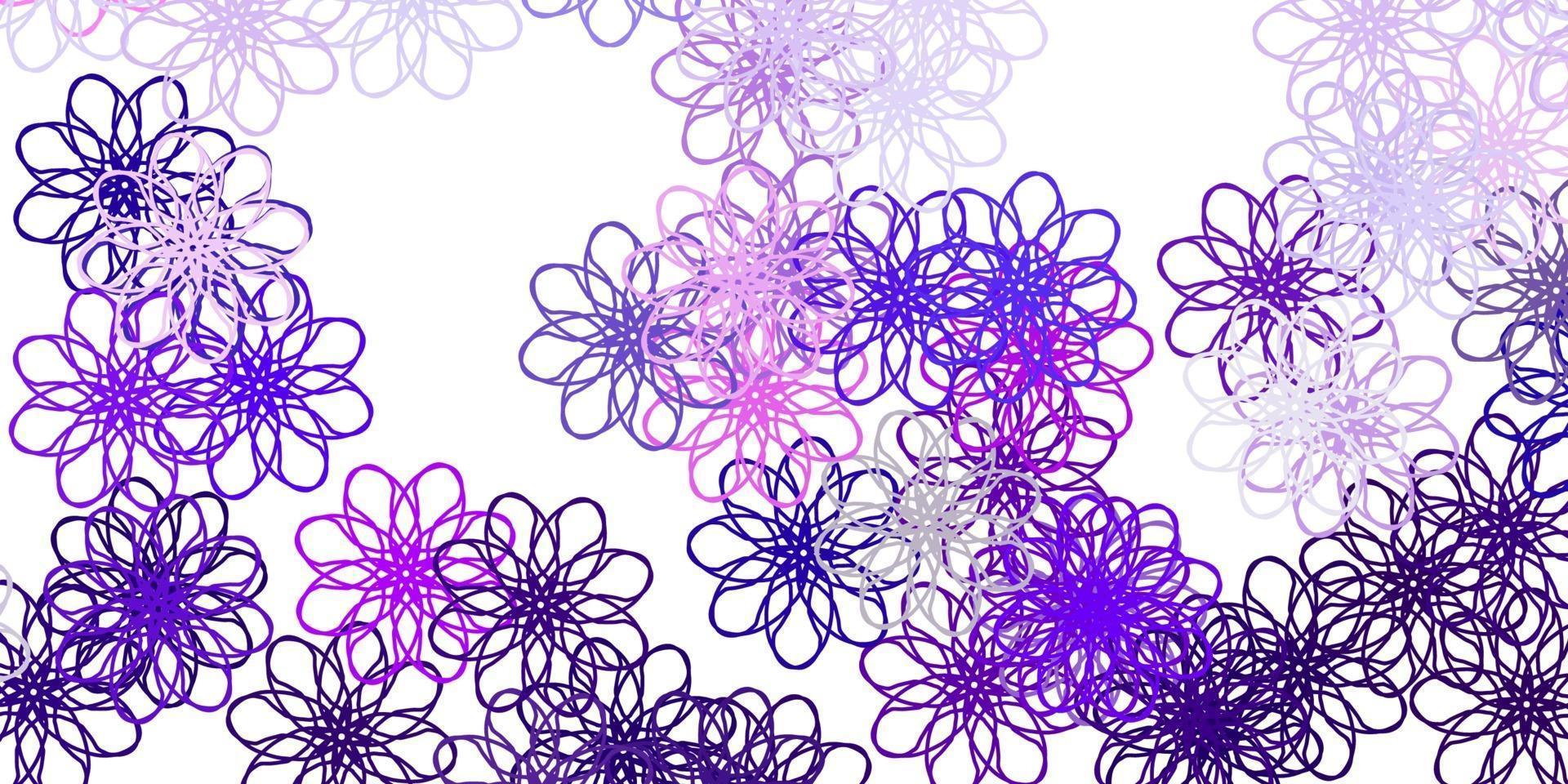 modelo de doodle de vetor de luz roxa com flores.