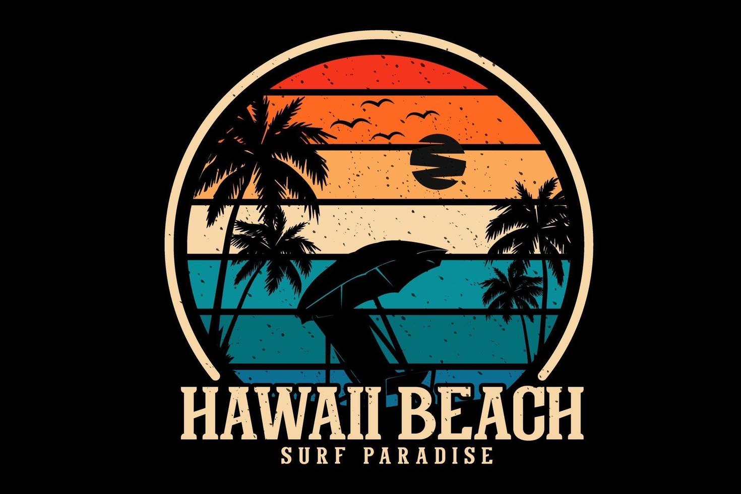 design da silhueta do paraíso do surf da praia do havaí vetor