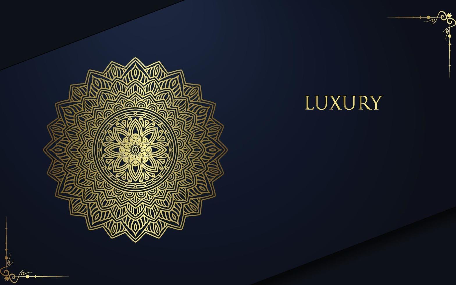 Fundo ornamentado de mandala de ouro de luxo para convite de casamento vetor