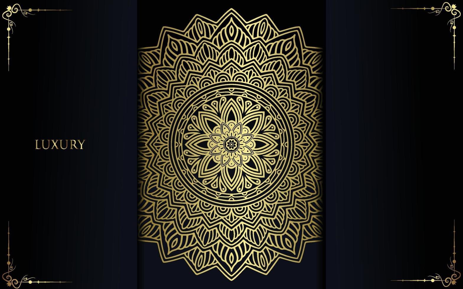 Fundo ornamentado de mandala de ouro de luxo para convite de casamento vetor