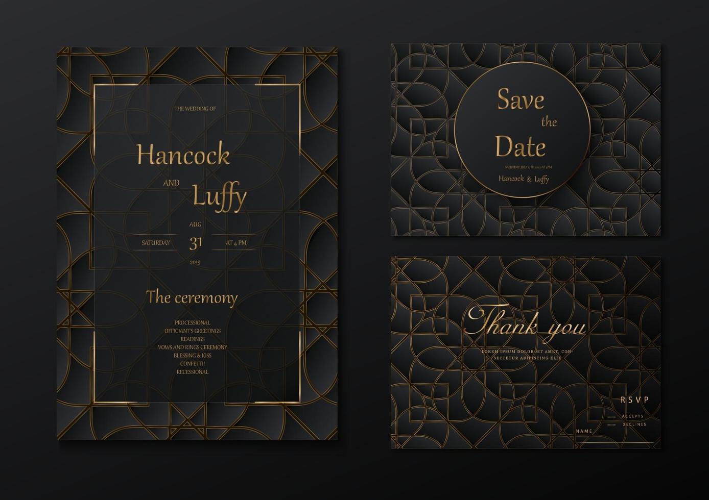 modelo de cartão de convite de casamento design floral fundo de luxo vetor