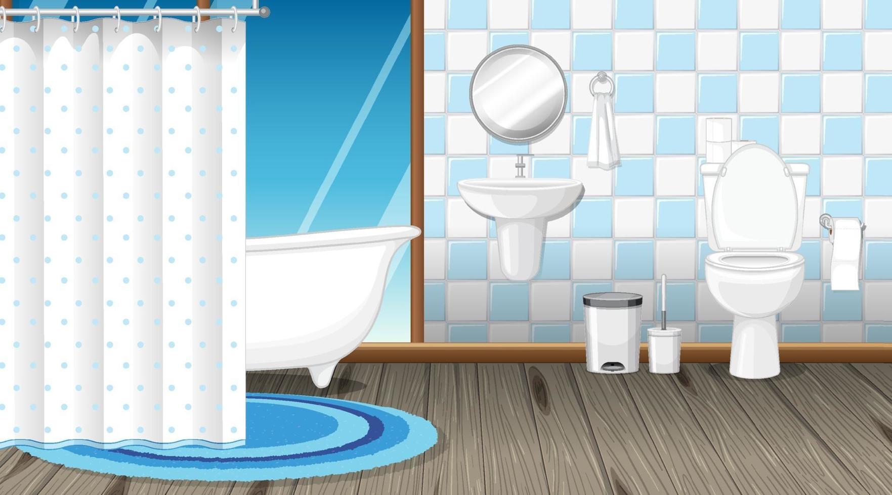 design de interiores de banheiro com mobília vetor