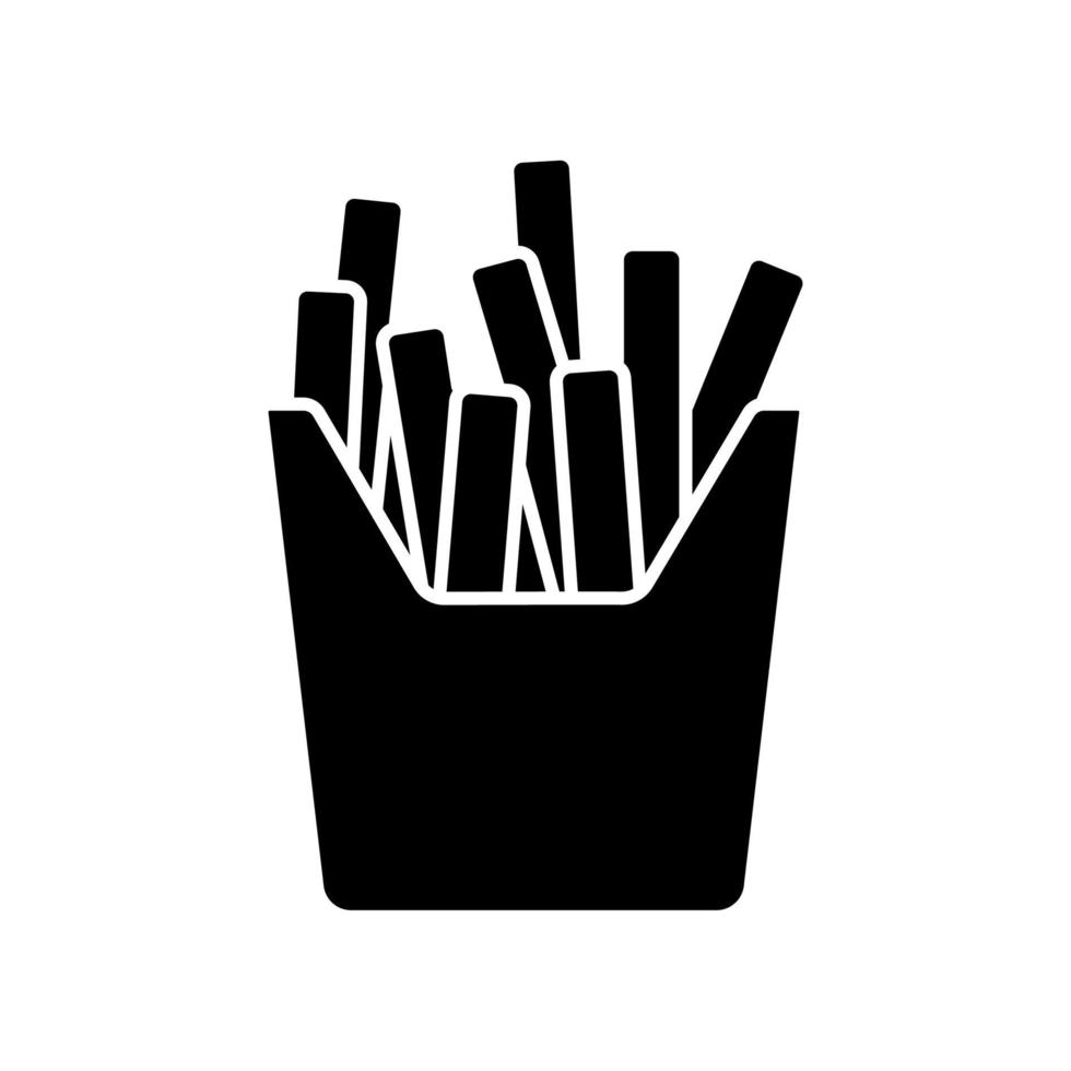 ícone de glifo preto de batata frita vetor