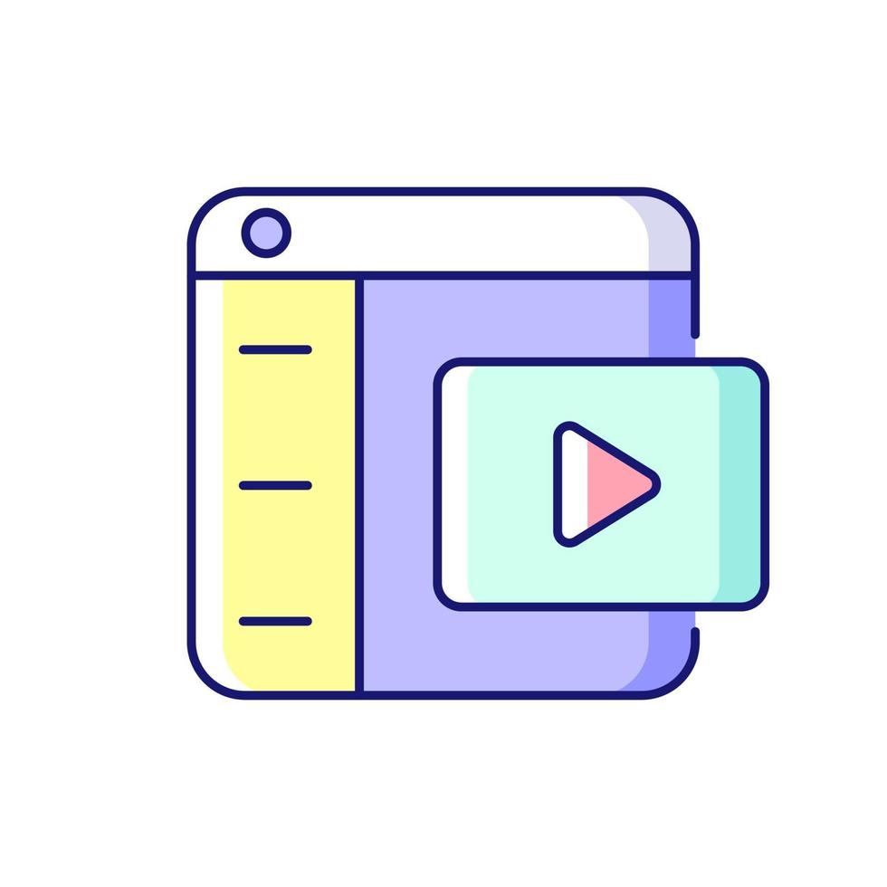 ícone de cores rgb de plataformas de vídeo vetor