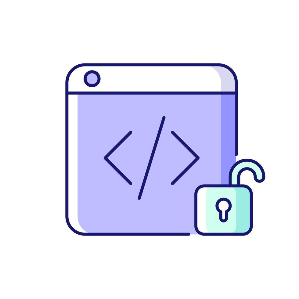 ícone de cores rgb de plataformas de código-fonte aberto vetor