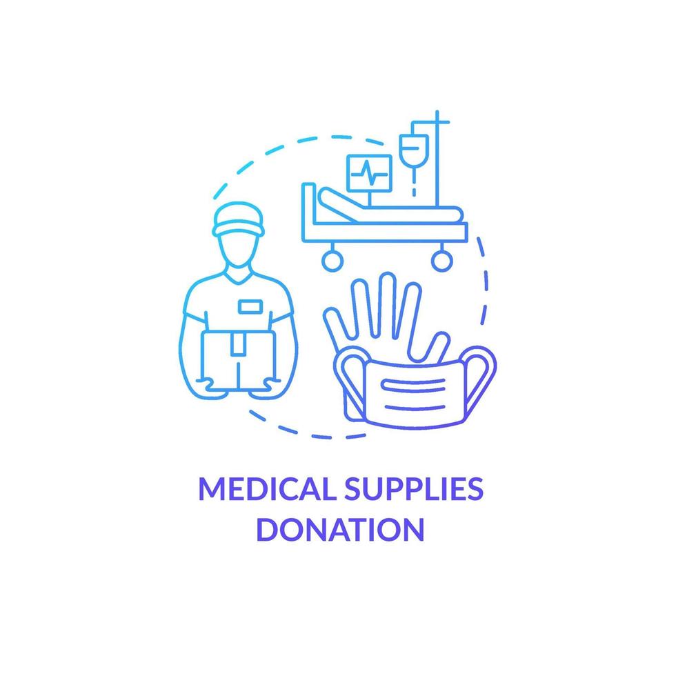 ícone do conceito de doação de suprimentos médicos. vetor