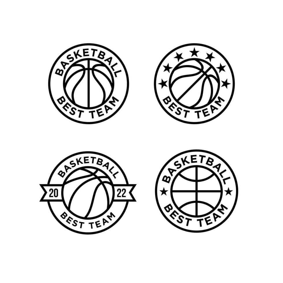 ilustração de design de linha de logotipo de basquete coleção vetor