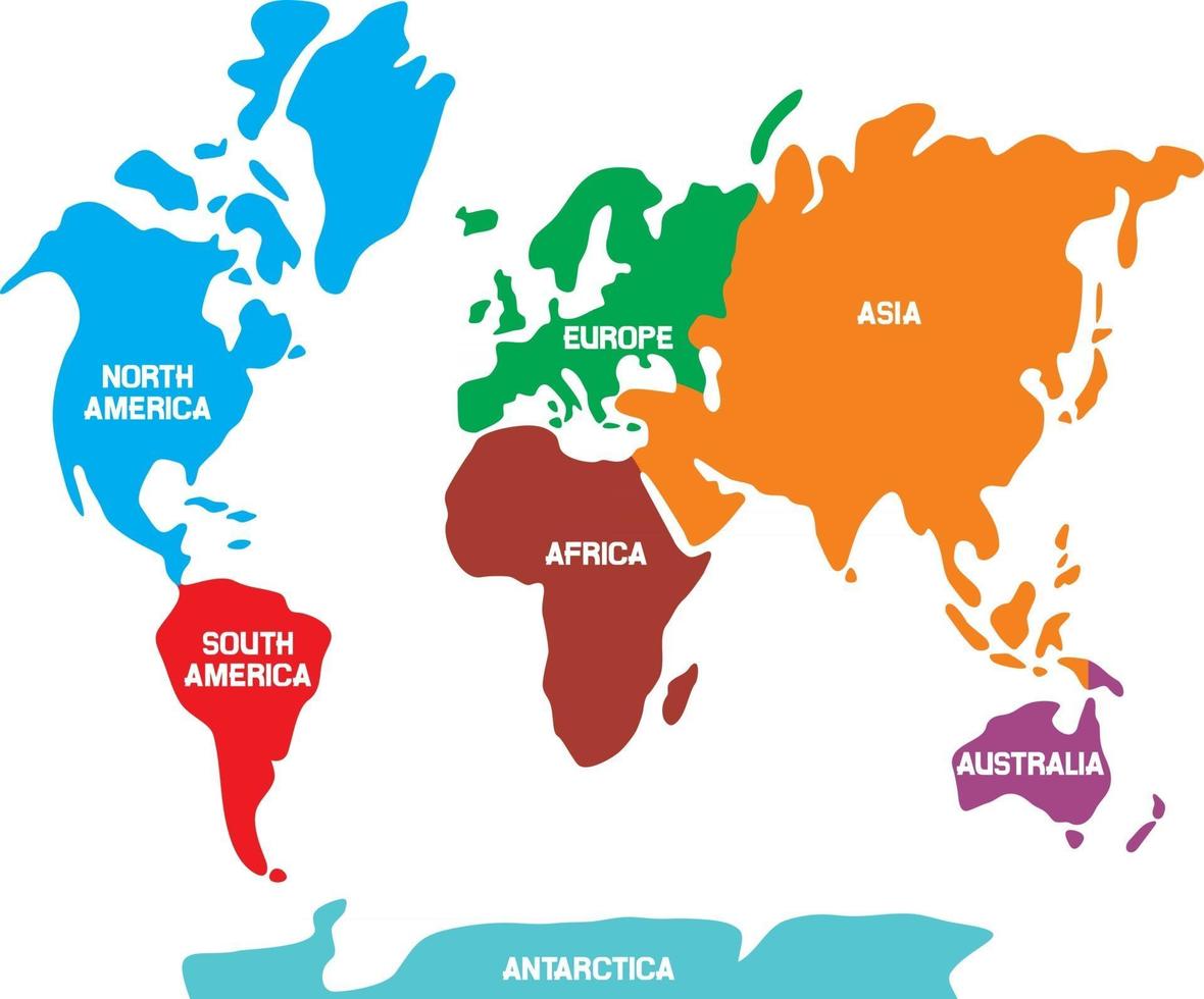 mapa mundial com continentes vetor