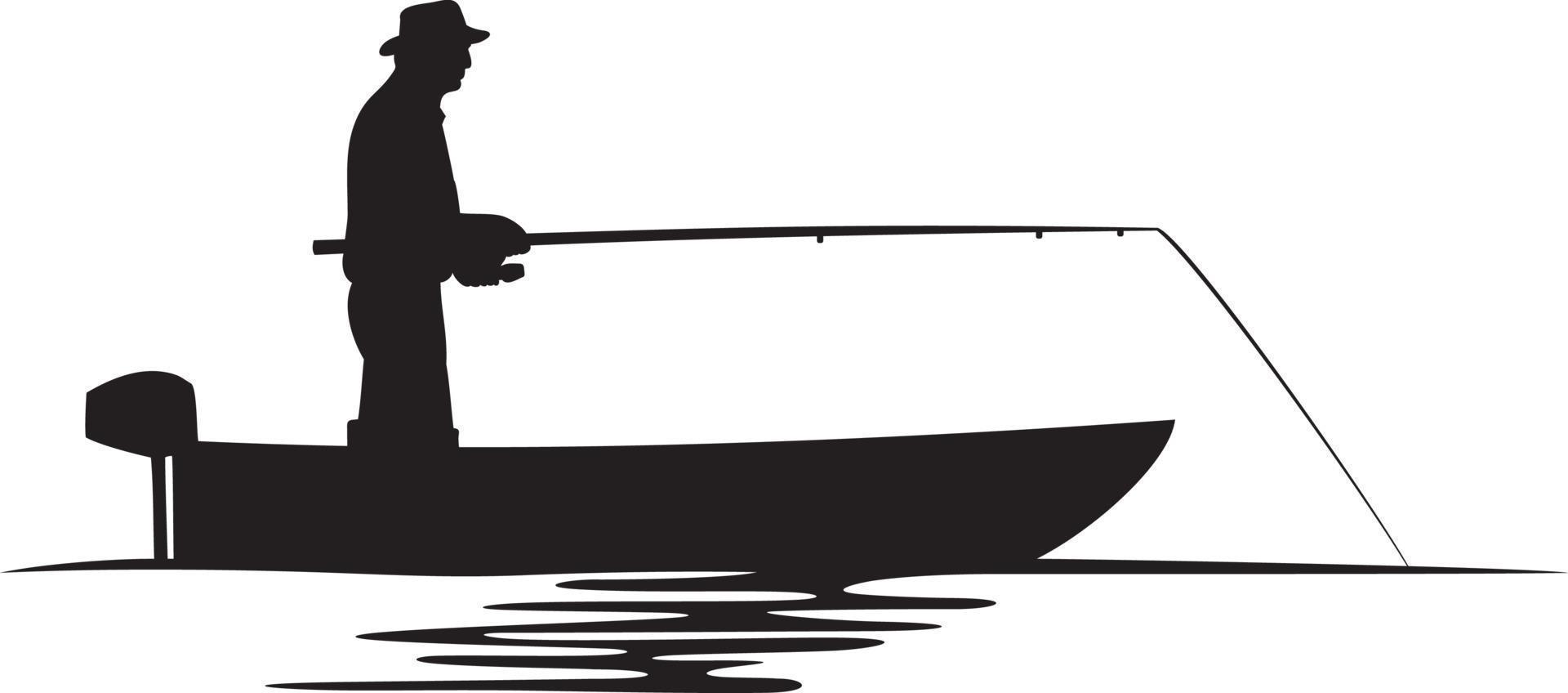 pescador em uma silhueta de barco vetor