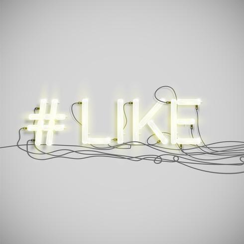 Palavra de hashtag neon realista, ilustração vetorial vetor