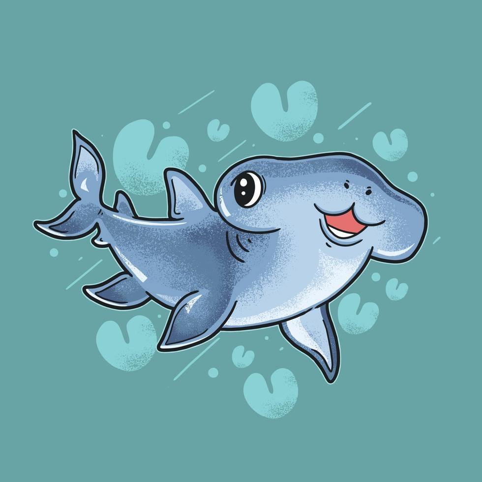 bebê tubarão sorrindo ilustração vetorial grunge vetor
