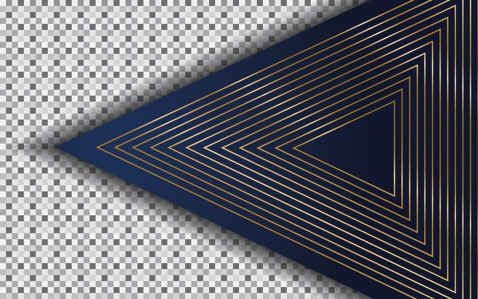 fundo azul marinho abstrato com linha dourada e forma de triângulo vetor