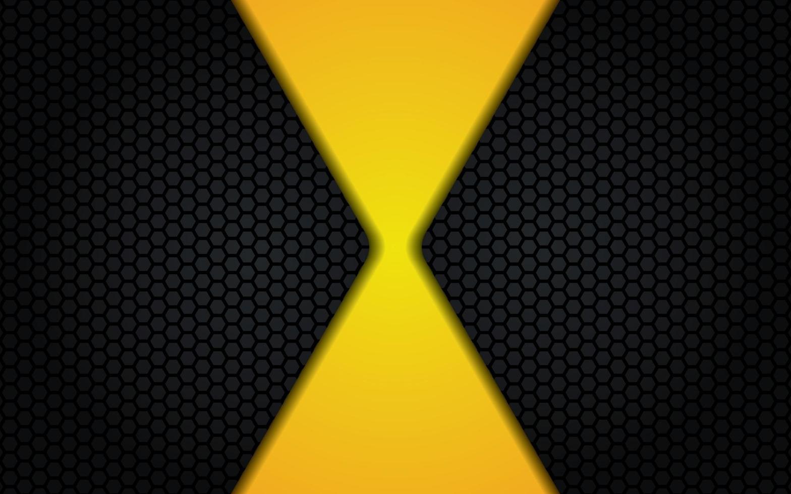 fundo amarelo escuro abstrato com padrão hexagonal preto vetor