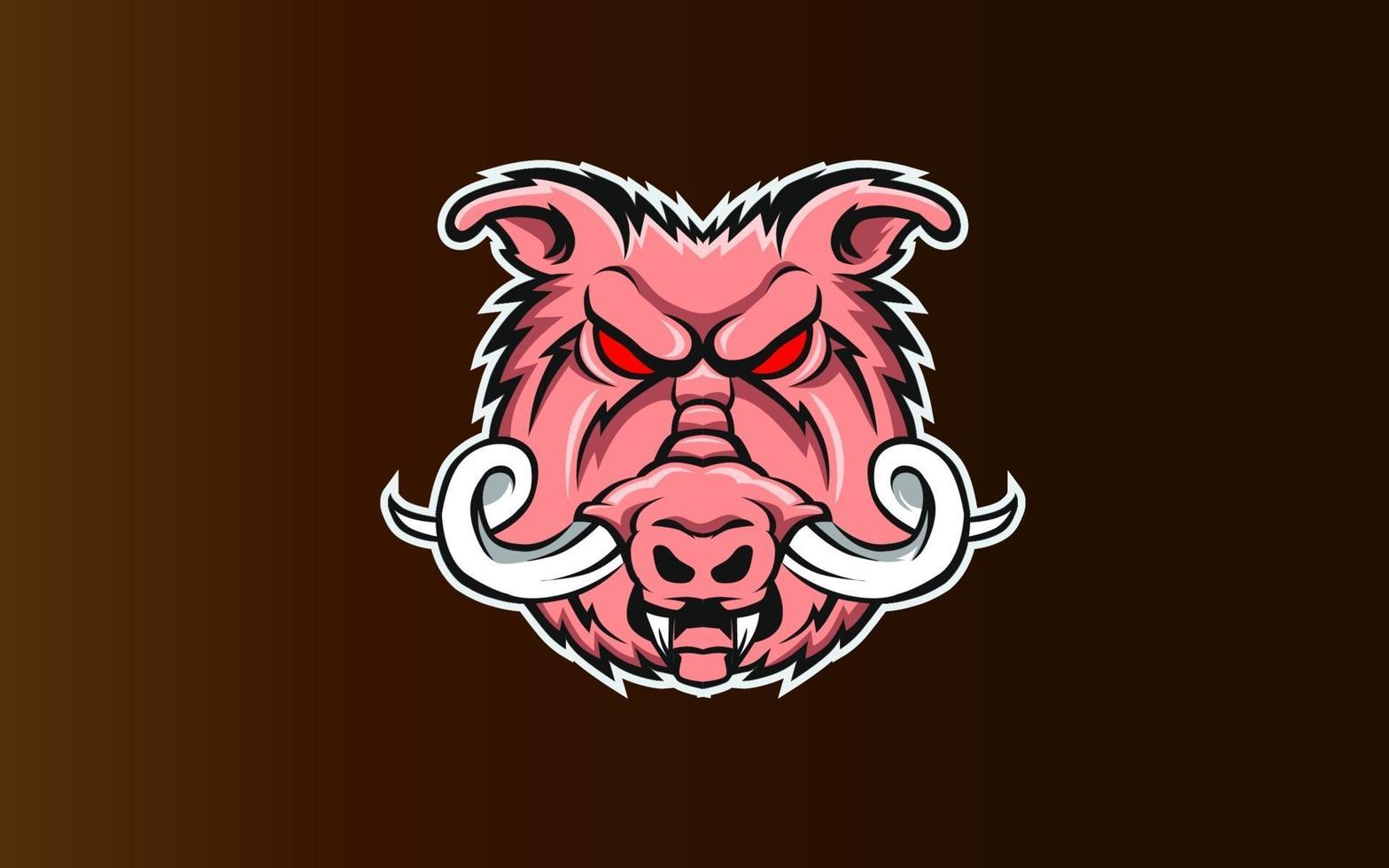 logotipo da mascote da cabeça de porco para esportes e esportes eletrônicos isolado vetor