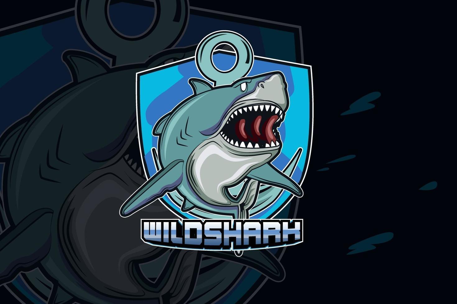 modelo de logotipo do jogo shark esport vetor