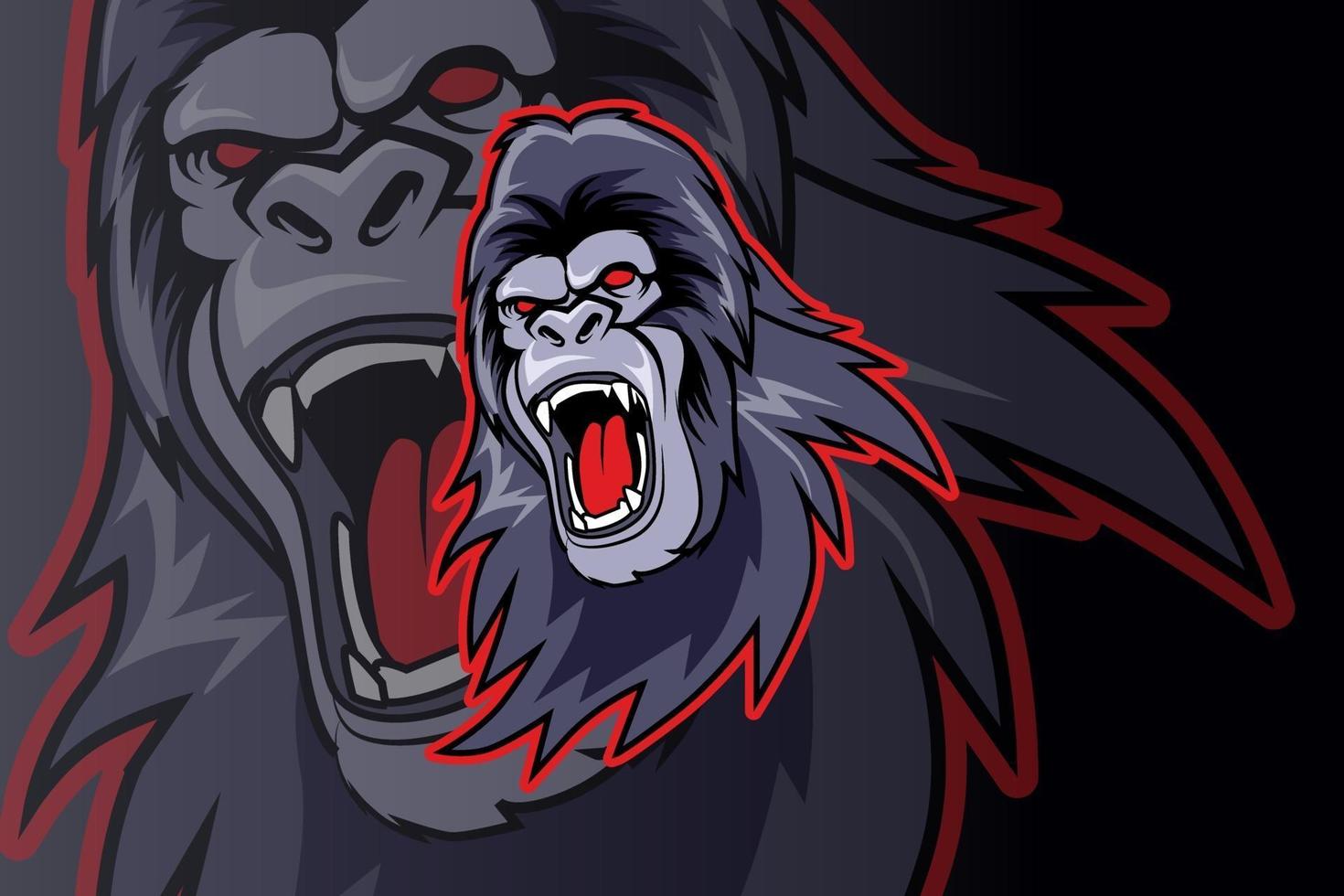 head Roar Gorilla Mascote para esportes e esportes eletrônicos vetor