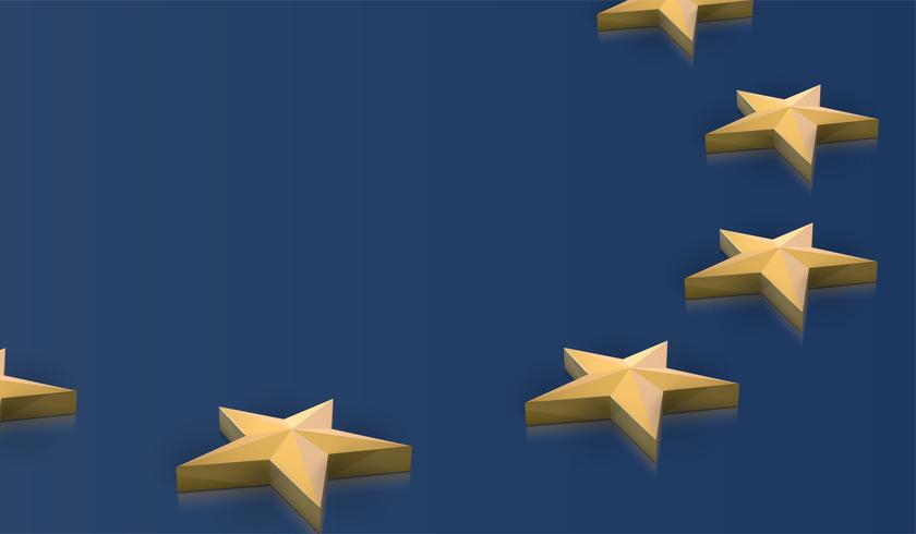 Bandeira da União Europeia, estrelas em 3D, vetor