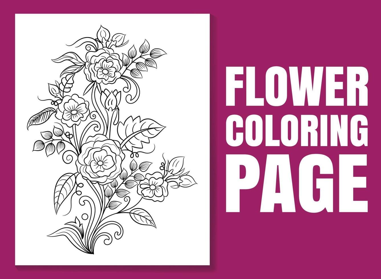 página para colorir de flores. desenho de página para colorir. vetor