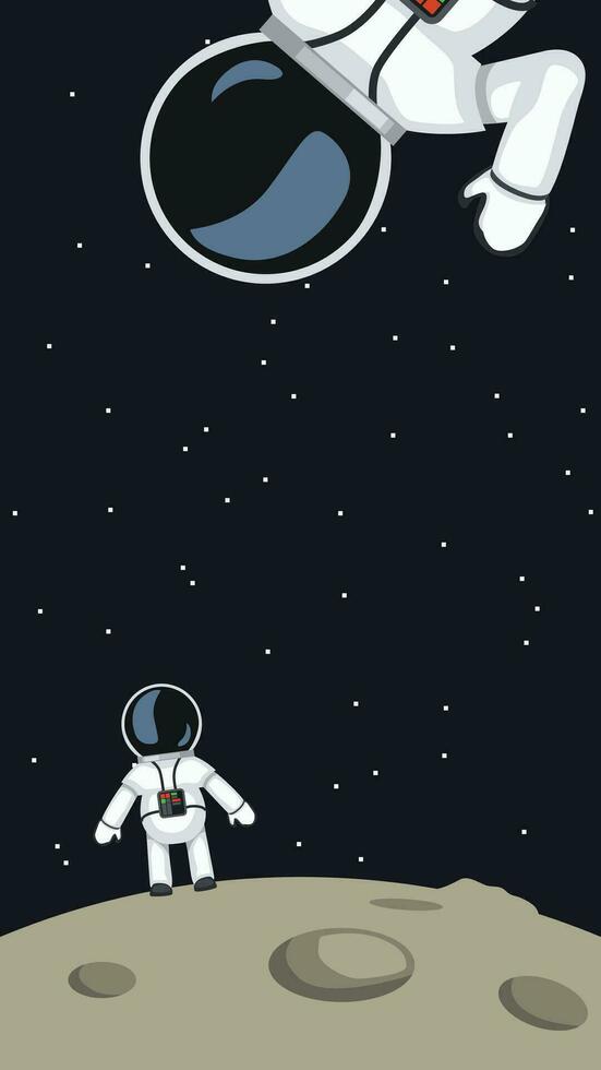astronautas em lua superfície vetor