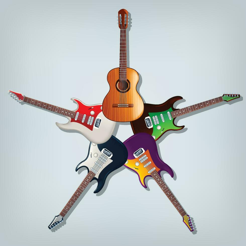 guitarra cenário conjunto vetor