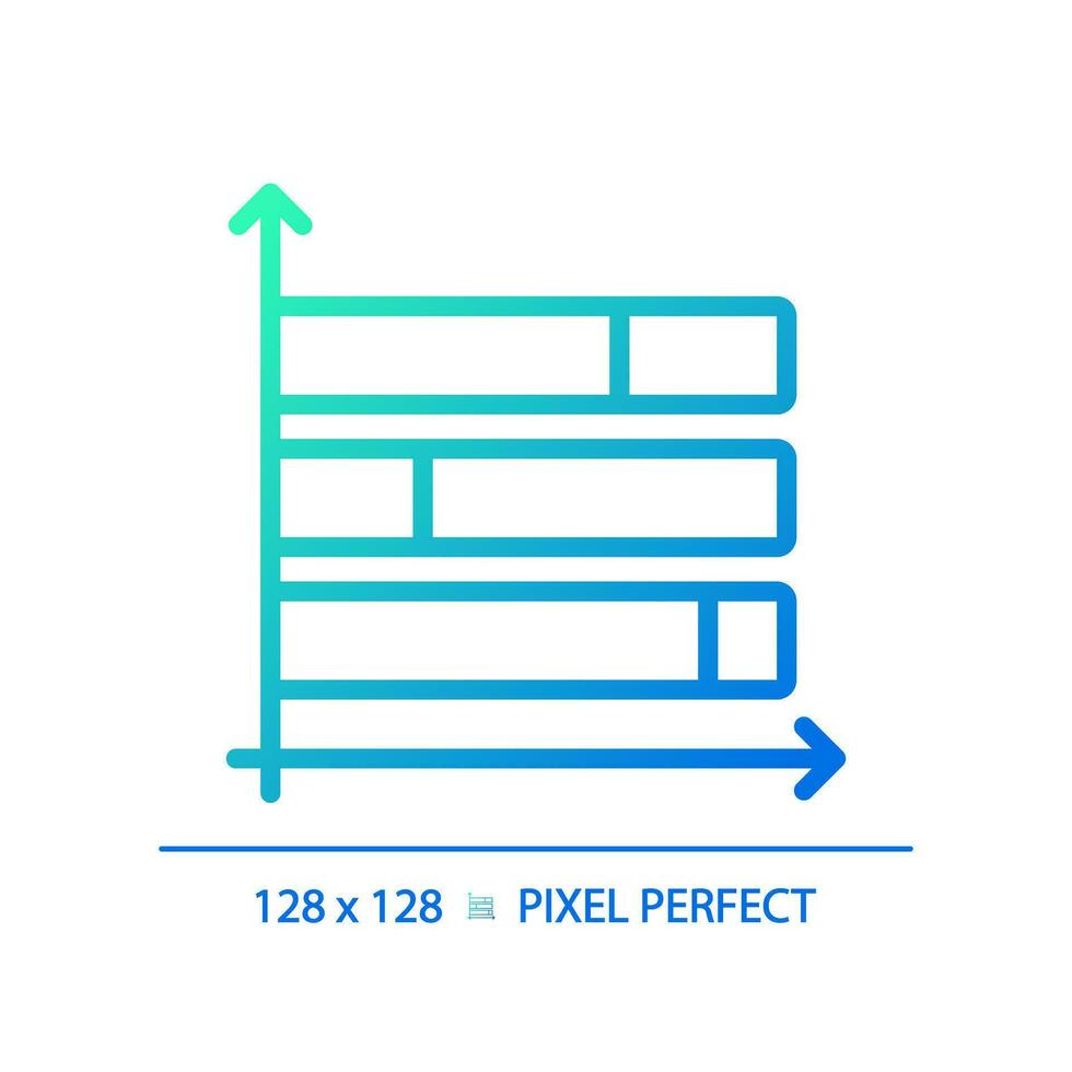 horizontal empilhado coluna gráfico gradiente linear vetor ícone. despesas gerenciamento. demográfico dados. em formação mostrar. fino linha cor símbolo. moderno estilo pictograma. vetor isolado esboço desenhando