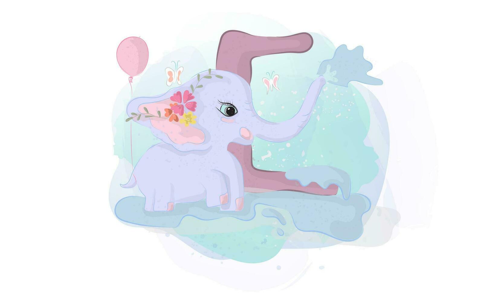 fofa elefante alfabeto aguarela pintura.criativa simples cor animais selvagens animal mão desenhado estilo.gráfico desenho animado criança feriado balões.personagem crianças amor natureza.retrato adorável vetor ilustração