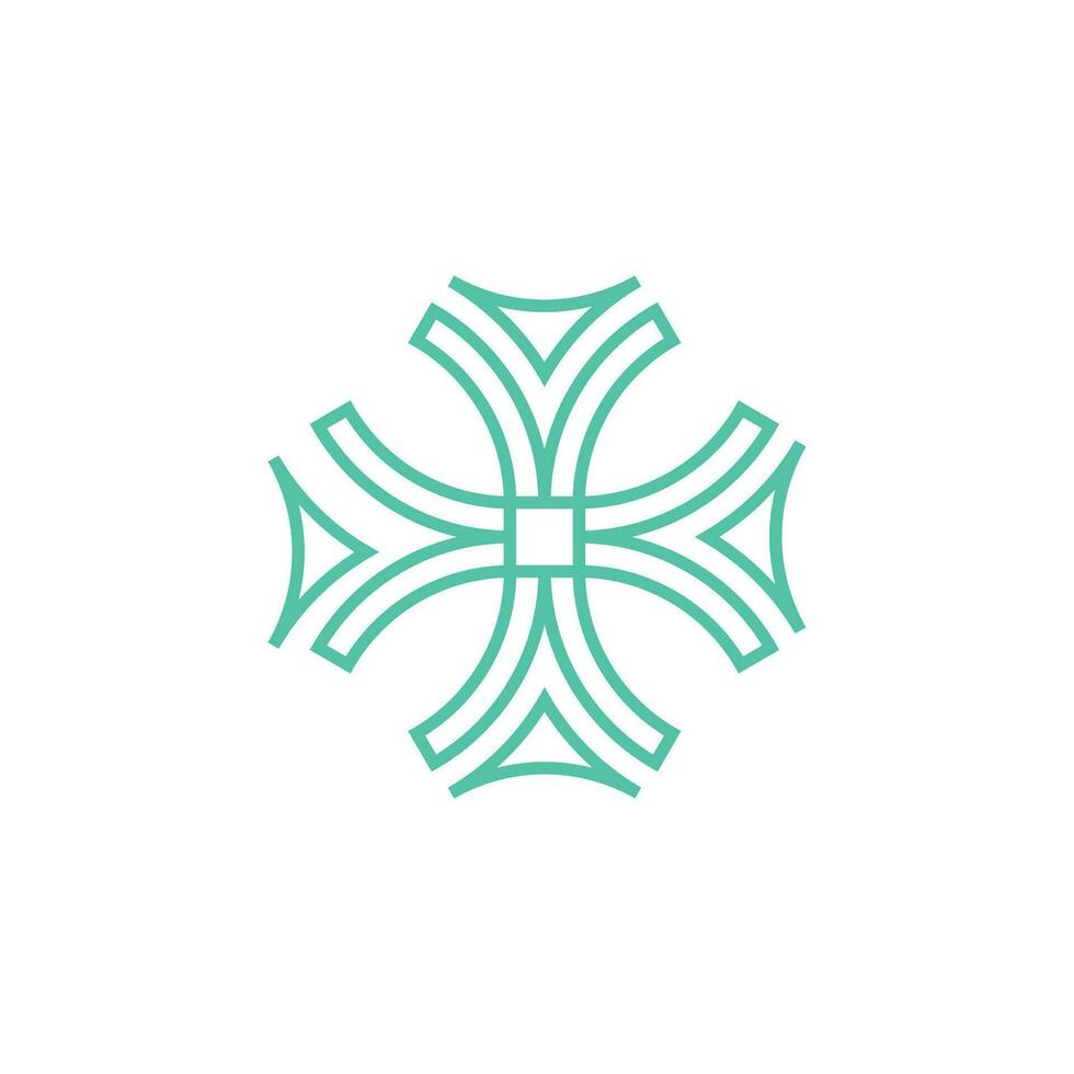 abstrato quadrado mandala logotipo com afiado cantos. 4 lados simétrico forma. vetor