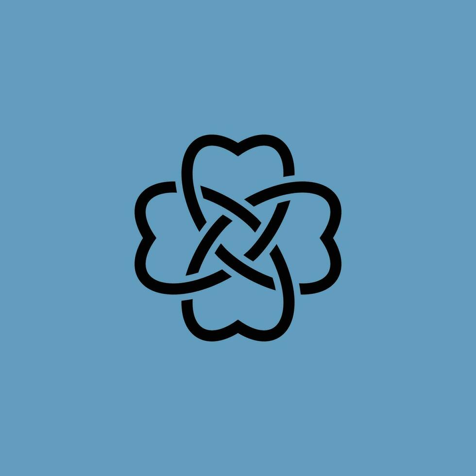 simples elegante entrelaçados dente flor logotipo vetor