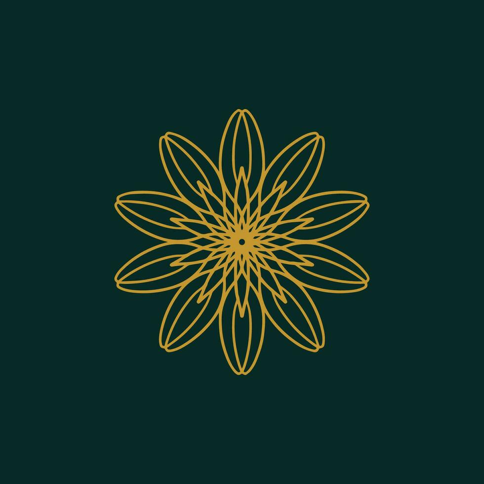 abstrato amarelo e Sombrio verde floral mandala logotipo. adequado para elegante e luxo ornamental símbolo vetor