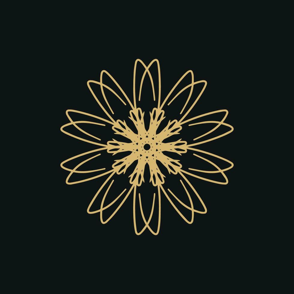 abstrato ouro e Sombrio Castanho floral mandala logotipo. adequado para elegante e luxo ornamental símbolo vetor