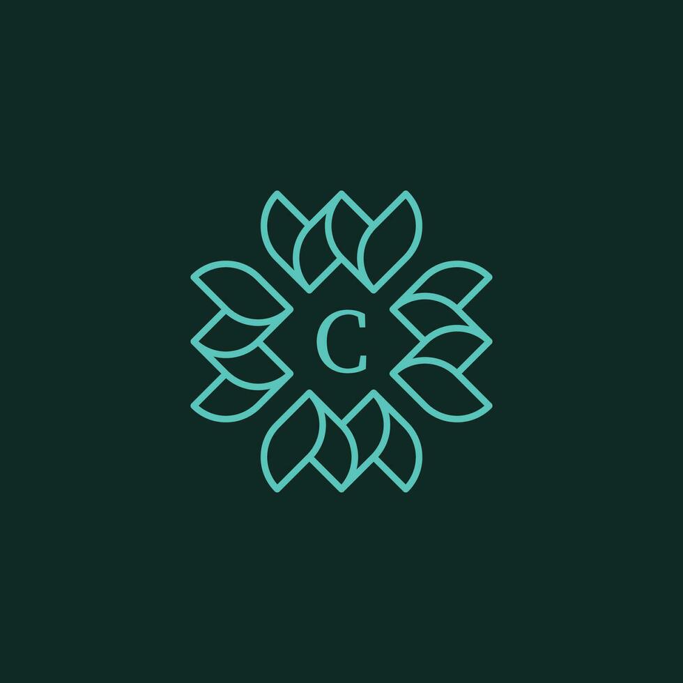 inicial carta c floral ornamental fronteira quadro, Armação logotipo vetor