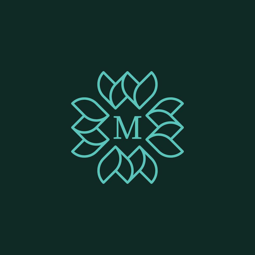 inicial carta m floral ornamental fronteira quadro, Armação logotipo vetor