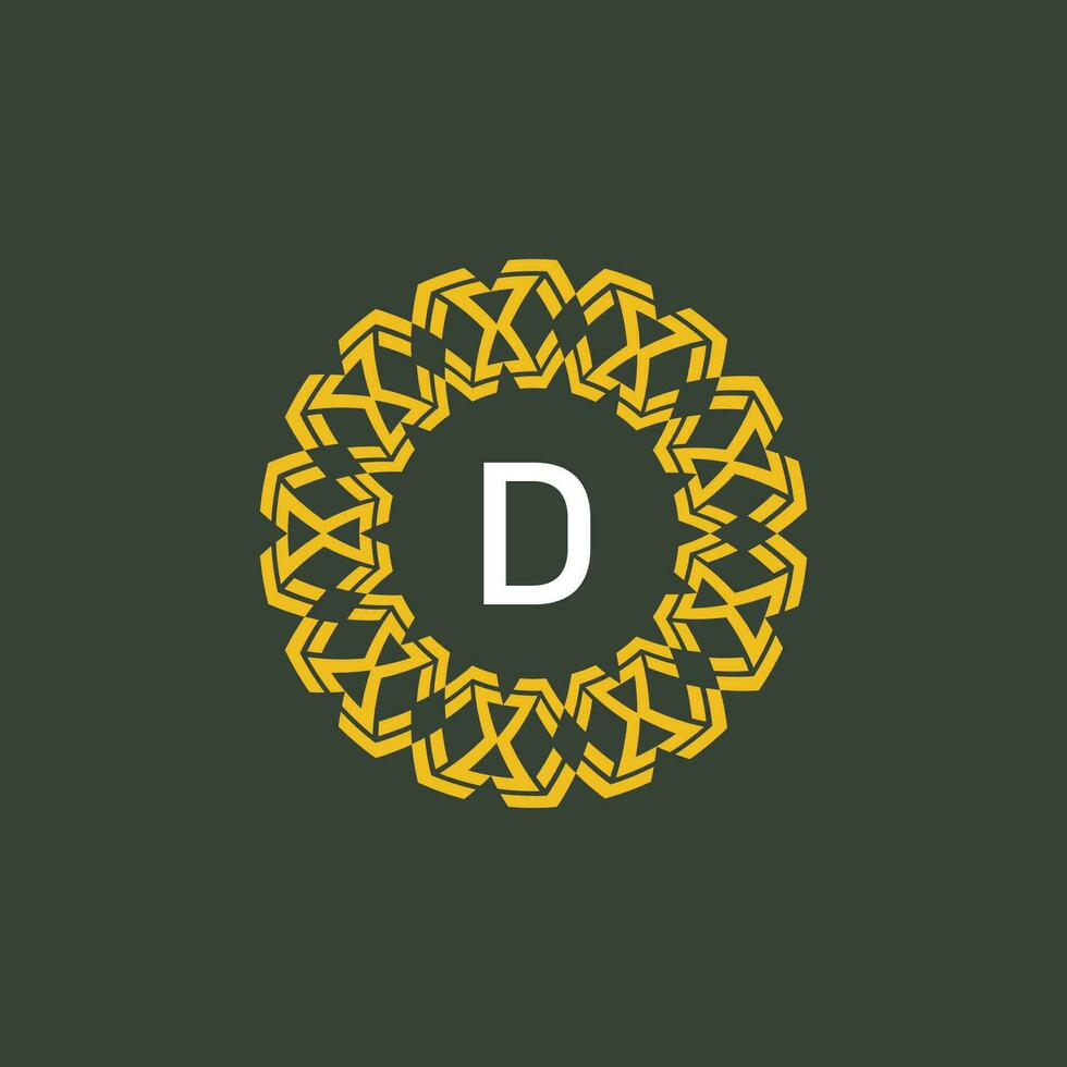 carta d medalhão emblema inicial círculo crachá logotipo vetor
