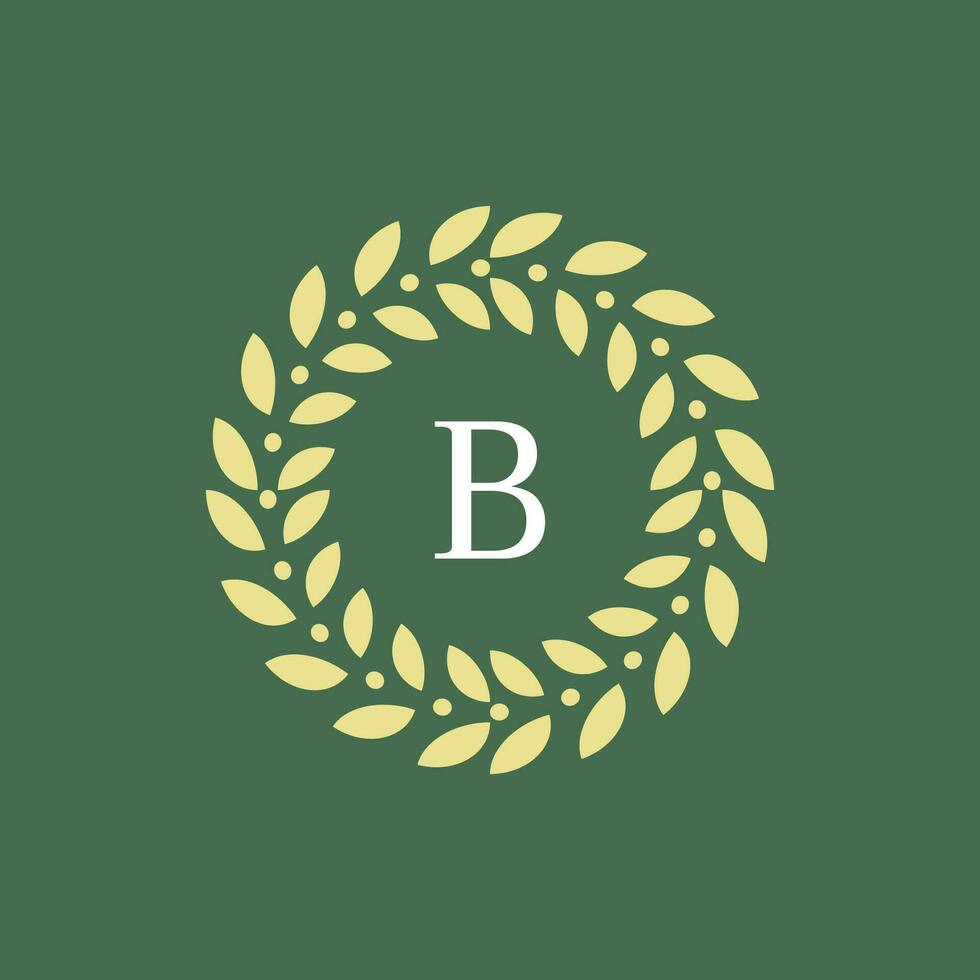 moderno e natural carta b verde folhas floral logotipo vetor