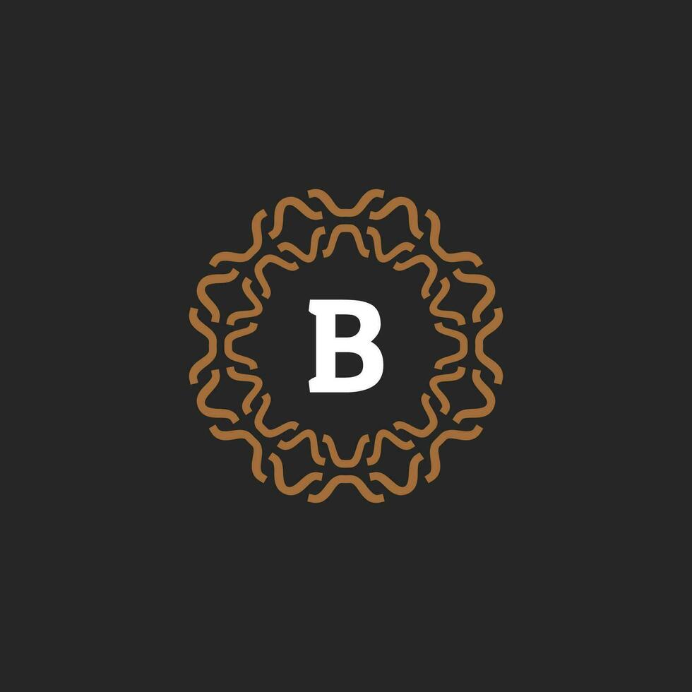 inicial carta b ornamental fronteira círculo quadro, Armação logotipo vetor