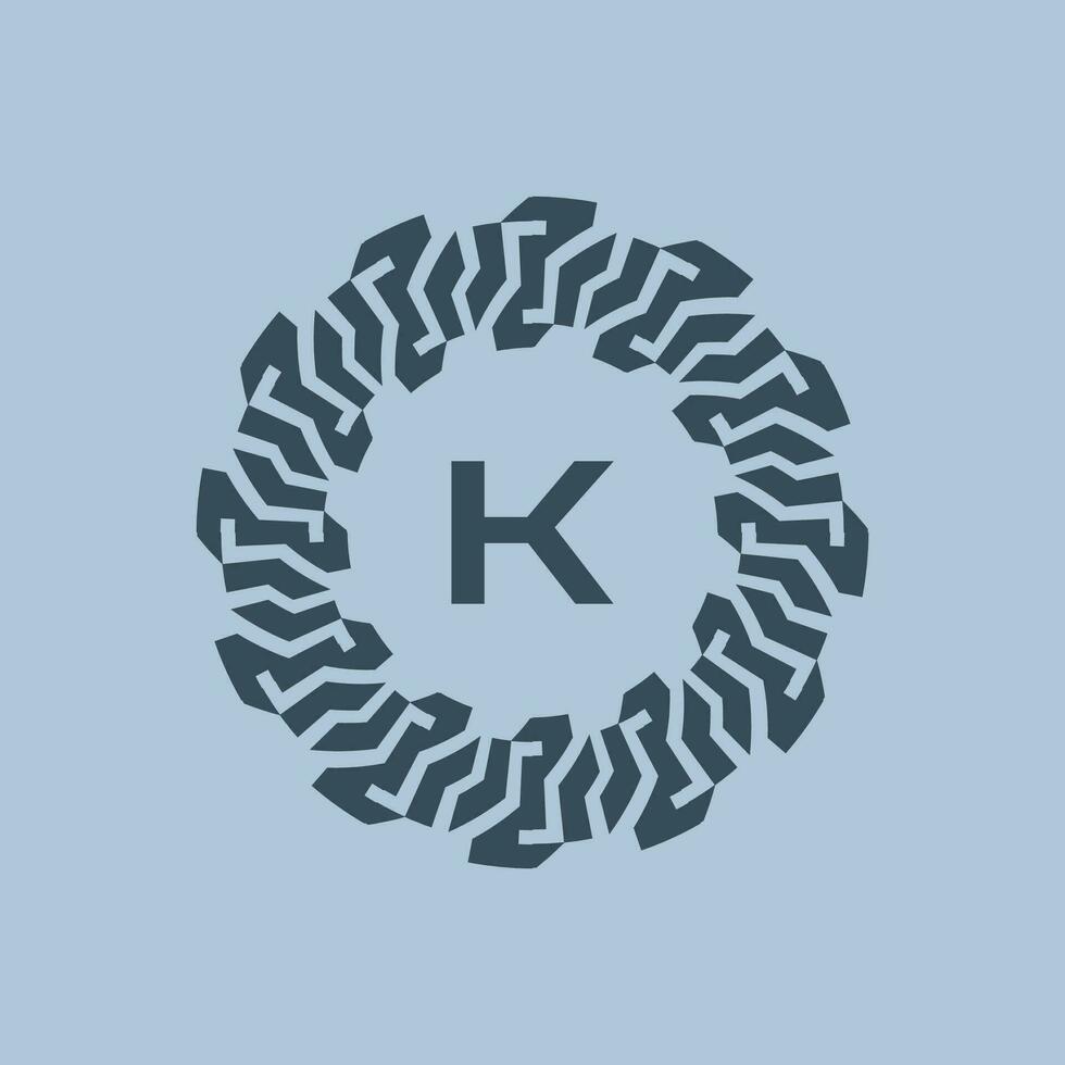 emblema logotipo iniciais carta k. moderno e tecnológica emblemas estão adequado para empresas dentro a digital era. alfabeto decorativo emblema vetor