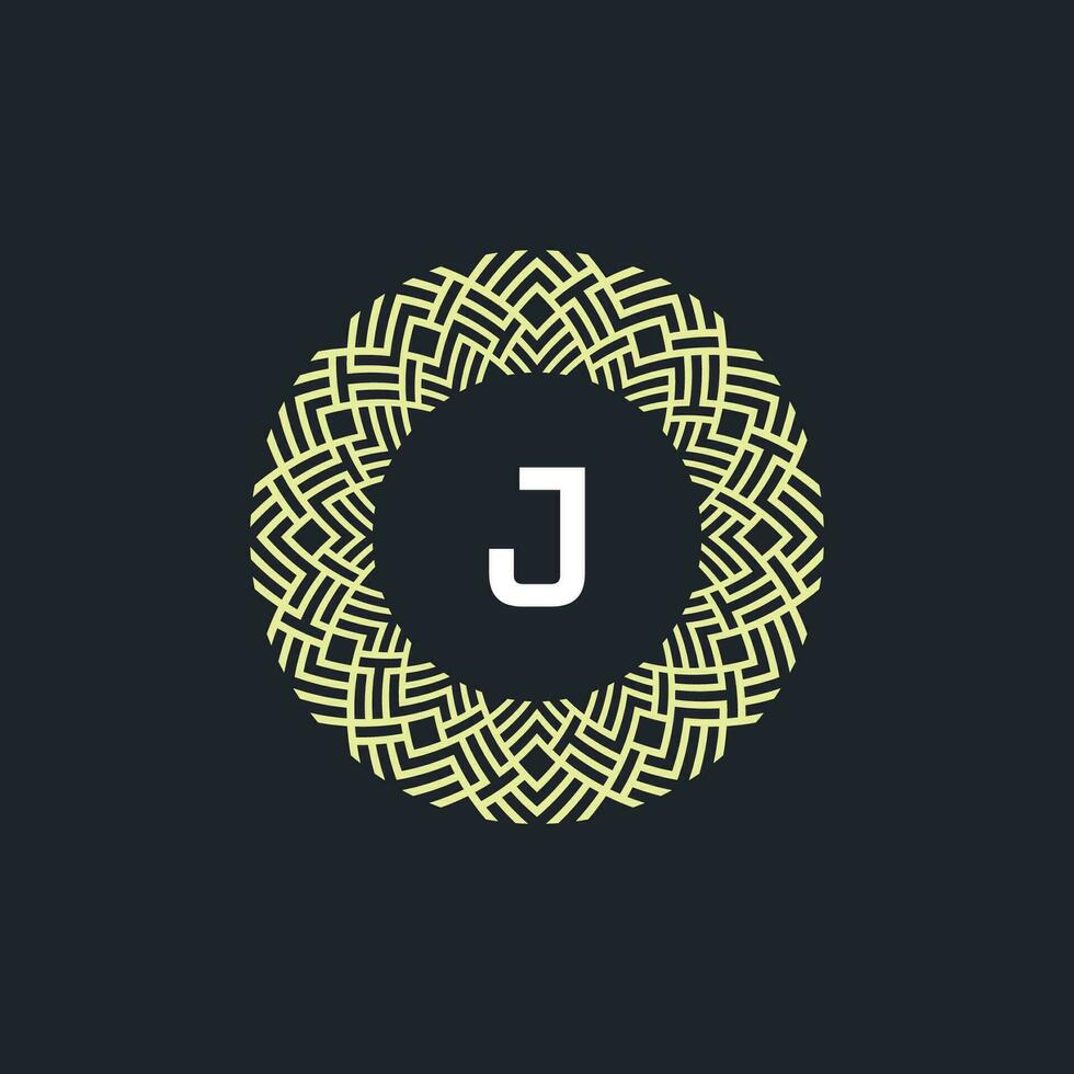 logotipo iniciais carta j. logotipo emblema círculo elegante e orgânico. volta padronizar enfeite vetor