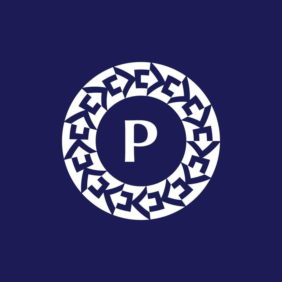 logotipo iniciais carta pág. moderno e elegante círculo emblema. ornamental circular emblema. mesmo padronizar emblema vetor