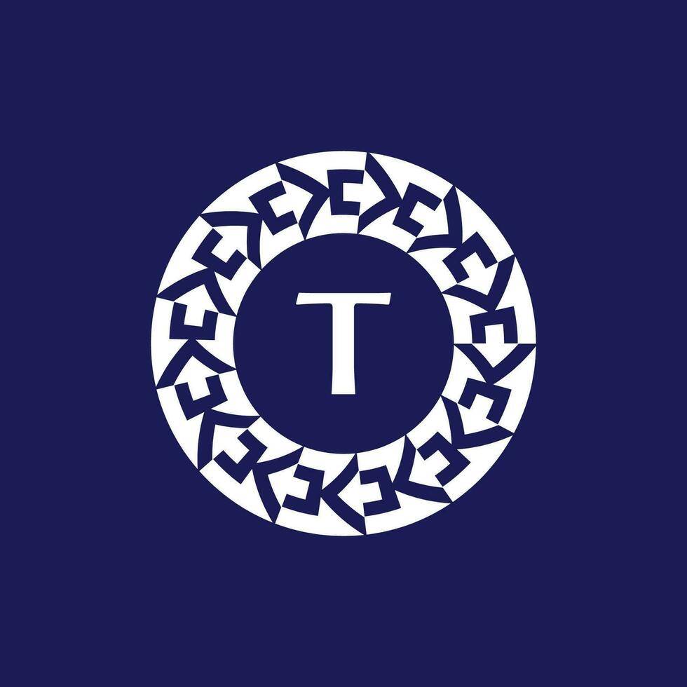 logotipo iniciais carta t. moderno e elegante círculo emblema. ornamental circular emblema. mesmo padronizar emblema vetor