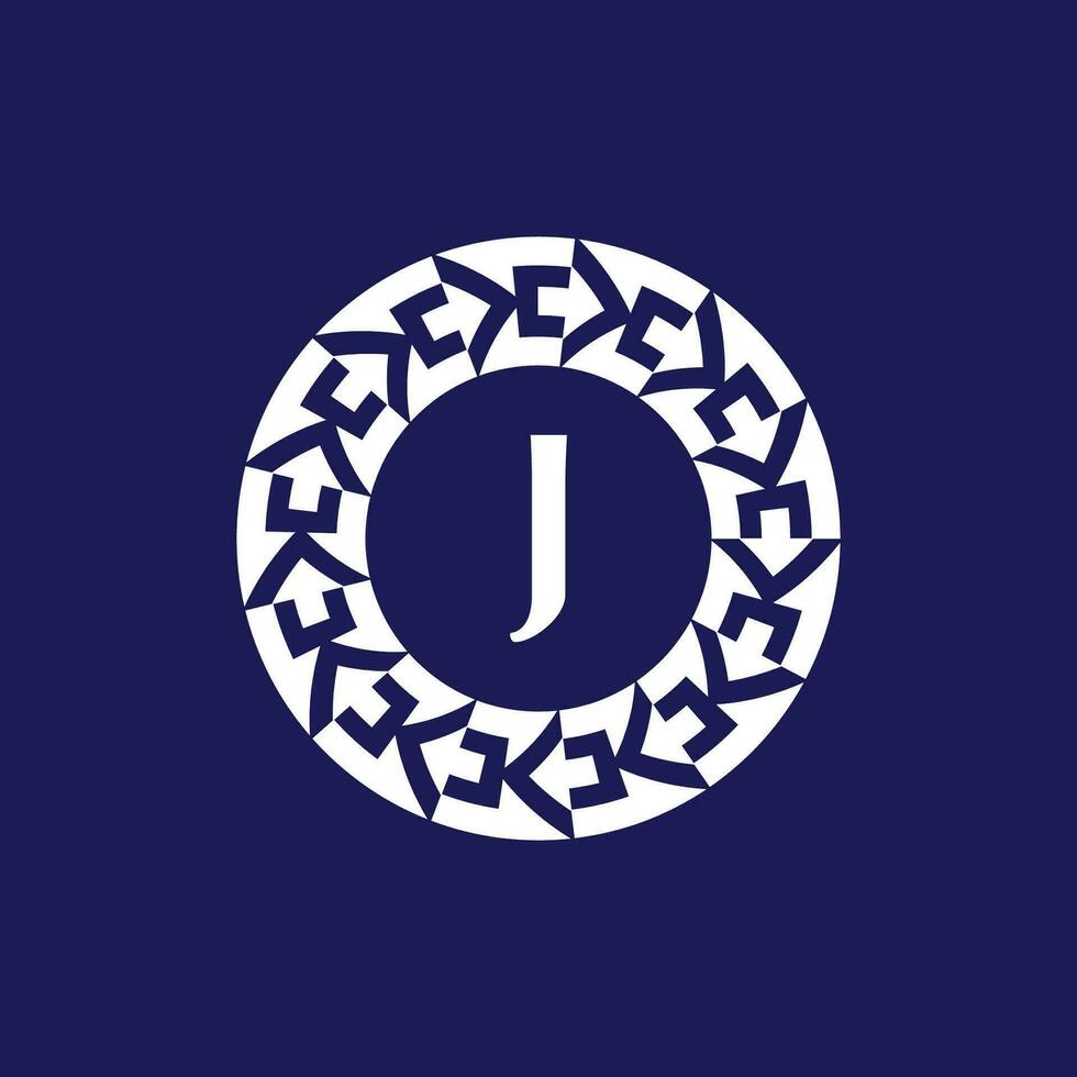logotipo iniciais carta j. moderno e elegante círculo emblema. ornamental circular emblema. mesmo padronizar emblema vetor