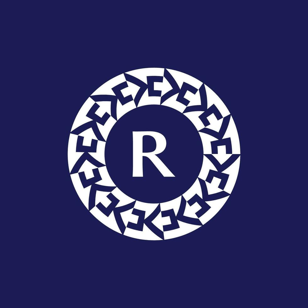 logotipo iniciais carta r. moderno e elegante círculo emblema. ornamental circular emblema. mesmo padronizar emblema vetor